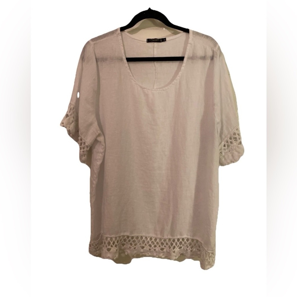 LUNGO L'ARNO 100% Linen Tunic Top 2X